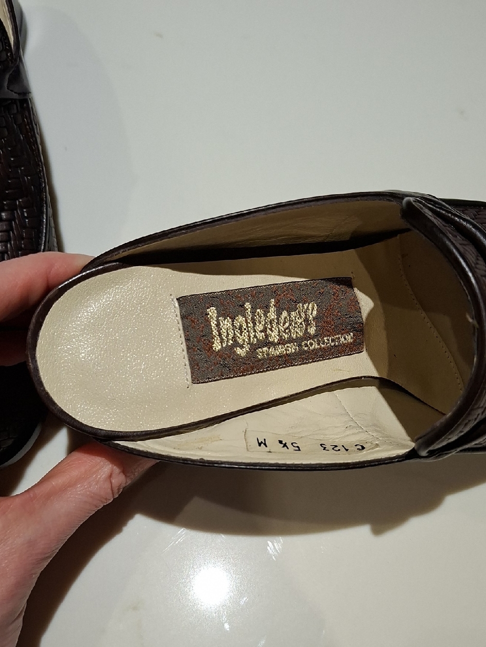 Ingledew's Chocolate Brown Woven Leather Square-toe Heeled Mules (Size 5.5) - Picture 7 of 7